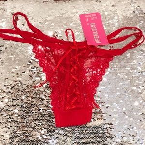 Sexy Hot Red Lace Thong